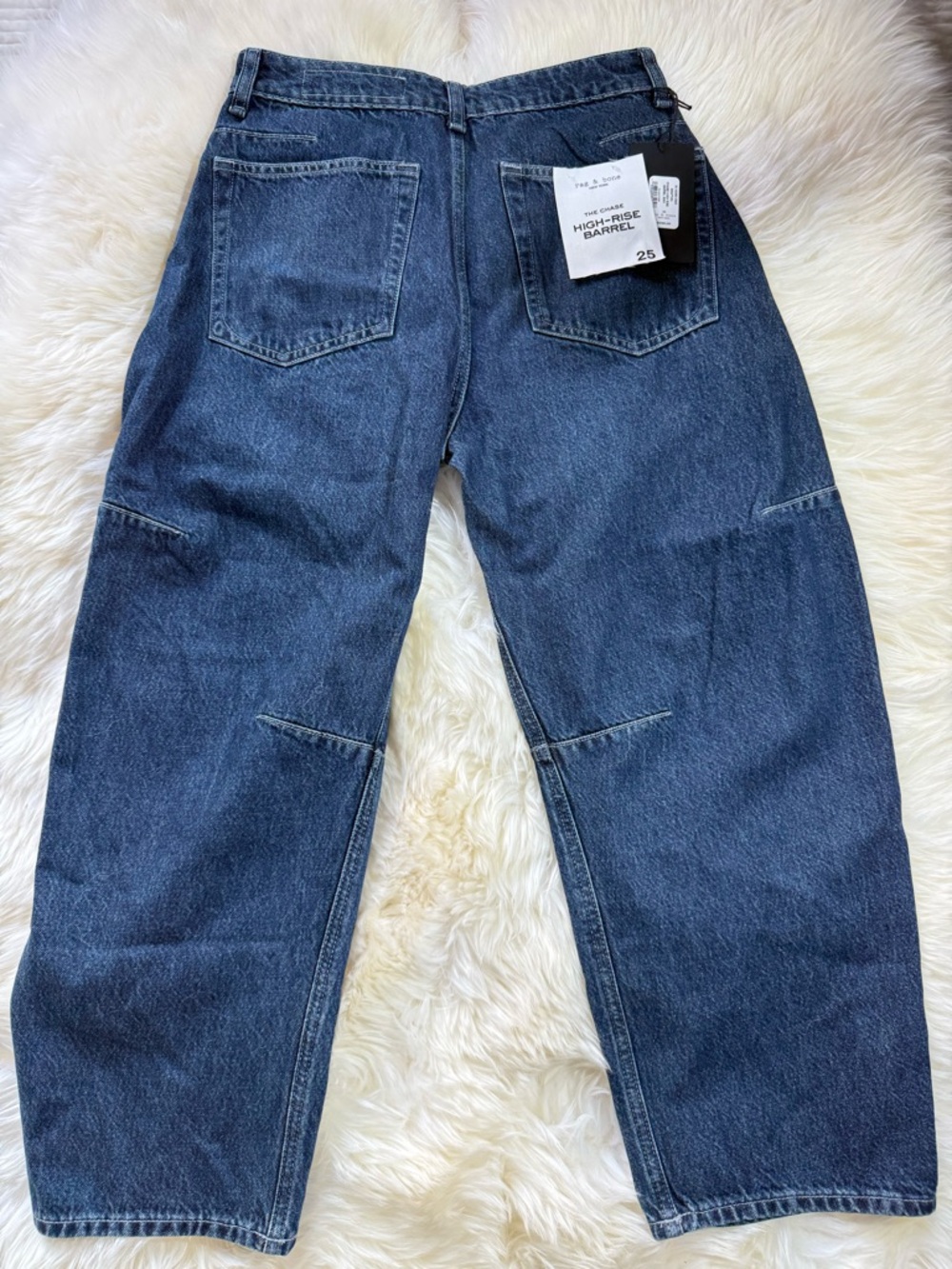 rag & bone Barrel Leg Dark Blue Denim Jeans - Picture 13 of 15